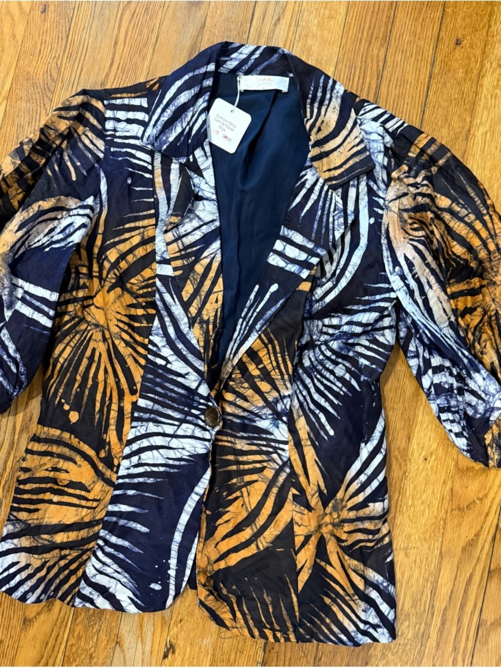 Suakoko Betty African Print Camille puff sleeve blazer made in Nigeria S - Picture 6 of 8